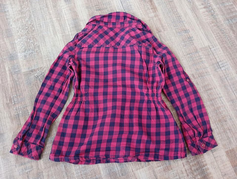 Bluse Größe 110 Benetton C&A langarm rot pink kariert Shirt in Reichertshofen