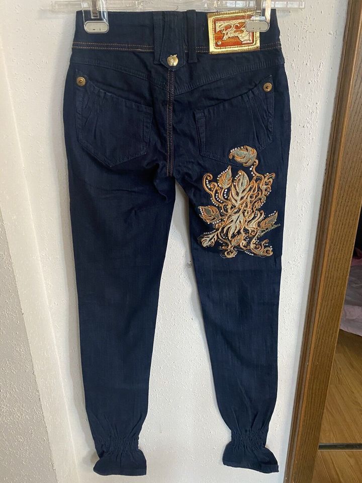 Apple Bottom Jeans Damen Hiphop Marke Dunkelblau mit Strass Stein in Aschaffenburg