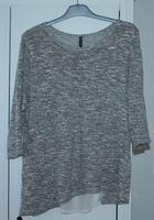 Strick Shirt grau meliert mit Chiffon Einsatz Gr.42 44 46 48 Hessen - Dautphetal Vorschau