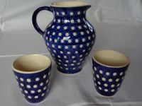 Keramik-Krug m. 2 Bechern, blau-weiß, Pulsnitz Jürgel (?) DDR Sachsen - Wachau Vorschau