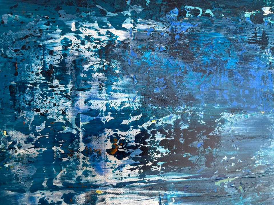 Abstraktes Bild Gemälde Kunst 100 x 120 groß blau weiß Neu in Hamburg
