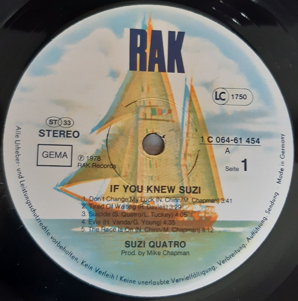 Suzi Quatro – If You Knew Suzi...(LP, 1978, RAK – 1 C 064-61 454) in Mechernich