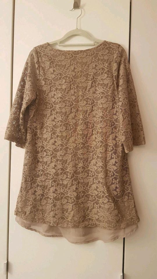 Tunika lange Bluse Gr. 42 Spitze taupe Kleidchen in Buxtehude