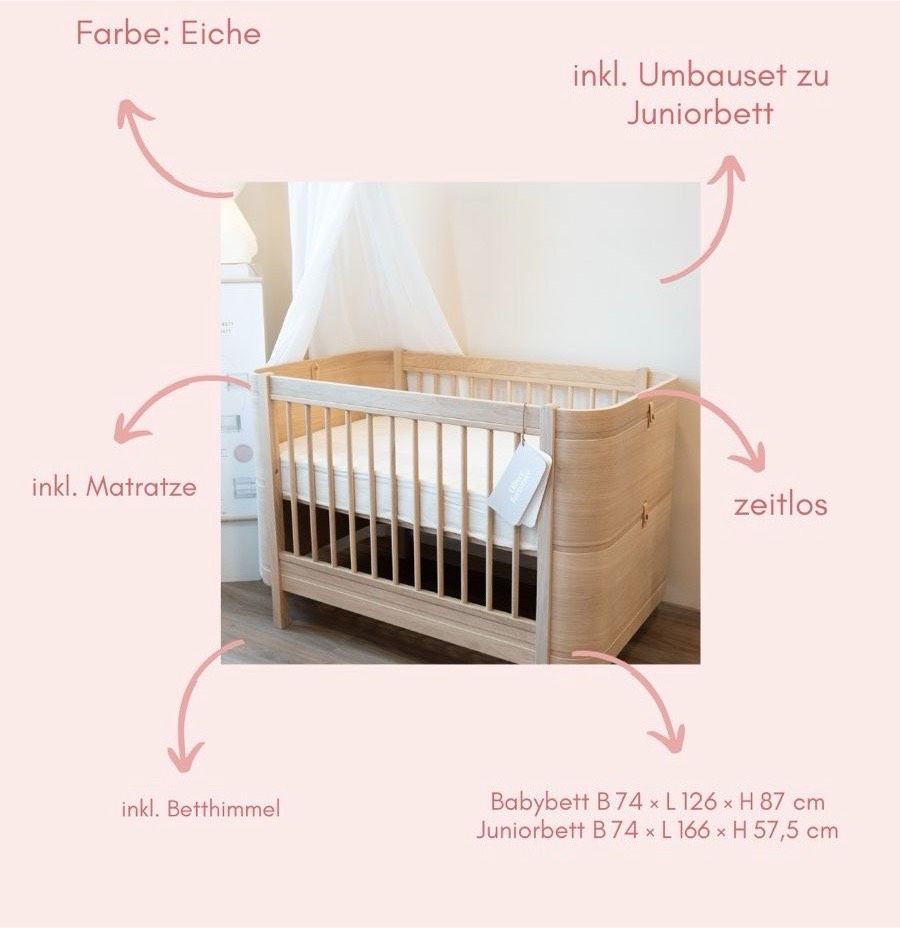 Oliver Furniture,MINI+ BABYBETT INKL. UMBAUSET JUNIORBETT, EICHE in Mannheim