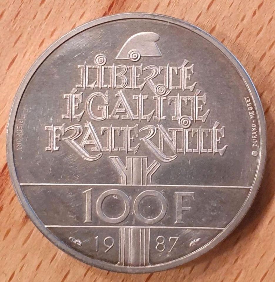 Münze Silber 100 F Franc 1987 La Fayette in Stuttgart