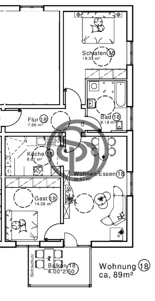 Neubau-Erstbezug im WIRSBERGQUARTIER: 3-Zimmer-Wohnung im 2. OG (ca. 89 m² Wohnfl.) mit Balkon, PKW-Stellplatz, Kellerabteil & Aufzug in Wirsberg