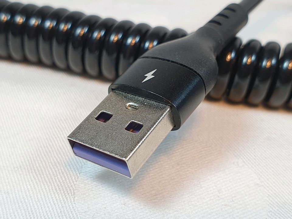 USB-A zu USB-C Spring Feder Kabel 5A 66W Spiral coiled in Schwaikheim