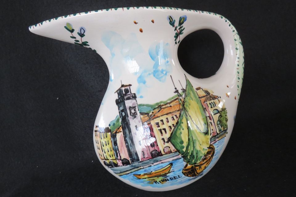 Große Andenken Vase Blumen Italien Riva del Garda 70er Jahre in Johanniskirchen