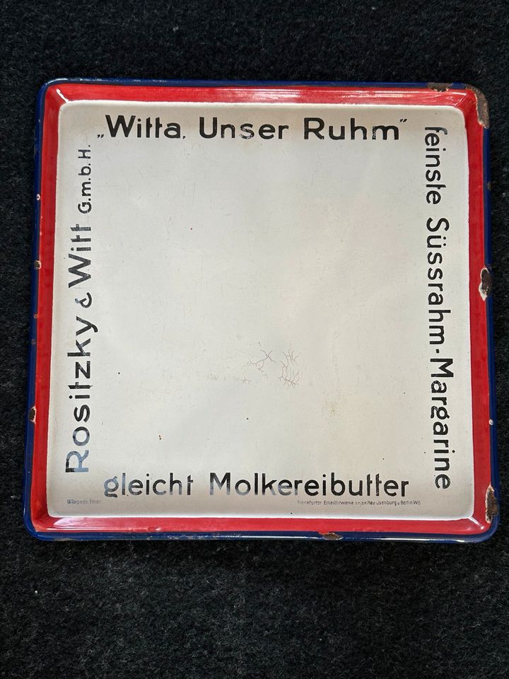 Witta unser Ruhm Margarine Emailleschild Torpedo Bauhaus Reklame in Leonberg