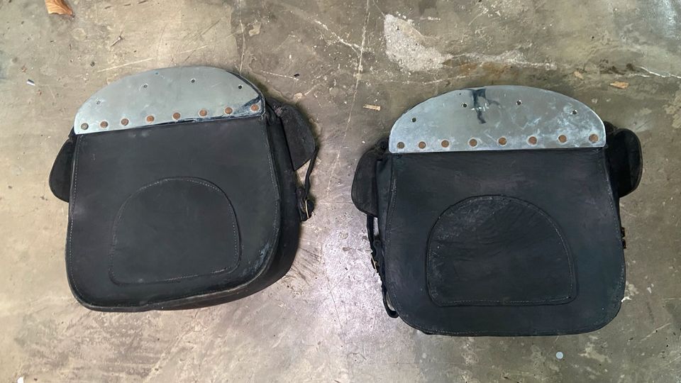Old leather saddlebags for Panheads knucklehead flathead in Flensburg