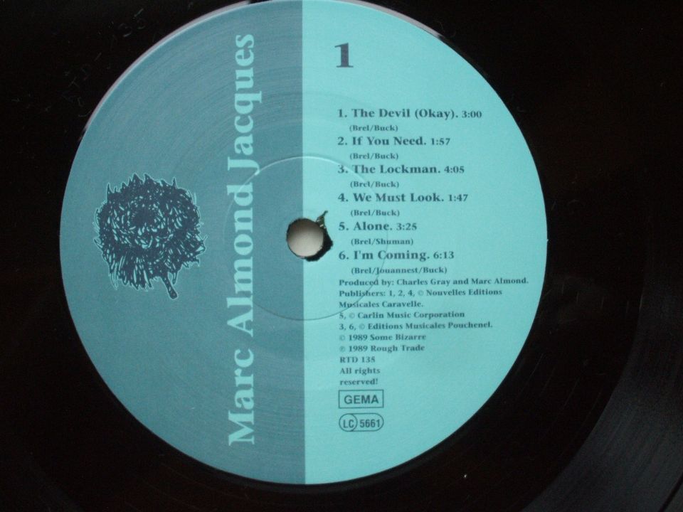 Marc Almond - Jacques - Vinyl LP, Rough Trade, RTD135,1989 in Bergen