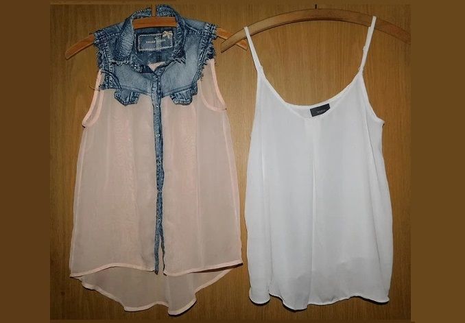 Gr.S 2 Tops Blusen Jeans Chiffon apricot - Tally Waijl - Top weiß in Einbeck