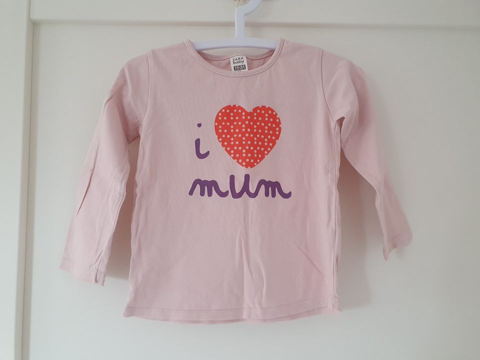 Pullover Shirt Mädchen Zara Gr. 86 - rosa mit Herz I love mum in Rostock