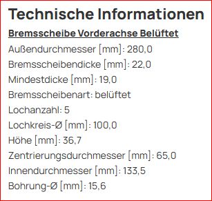 ATEC 10600035 – Bremsscheibe Vorderachse Belüftet in Frankfurt am Main