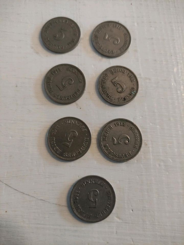 5 Pfennige Deutsche Reichsmark von 1910-1915 in Flensburg