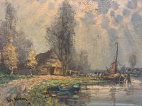 W. V. Warden Gemälde Scheune am belebten Fluss Bonn - Tannenbusch Vorschau