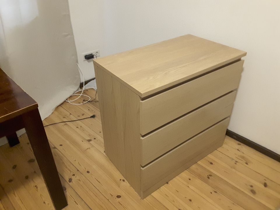 Kommode Malm IKEA mit 3 Schubladen, Eichenfurnier 80x78cm in Darmstadt