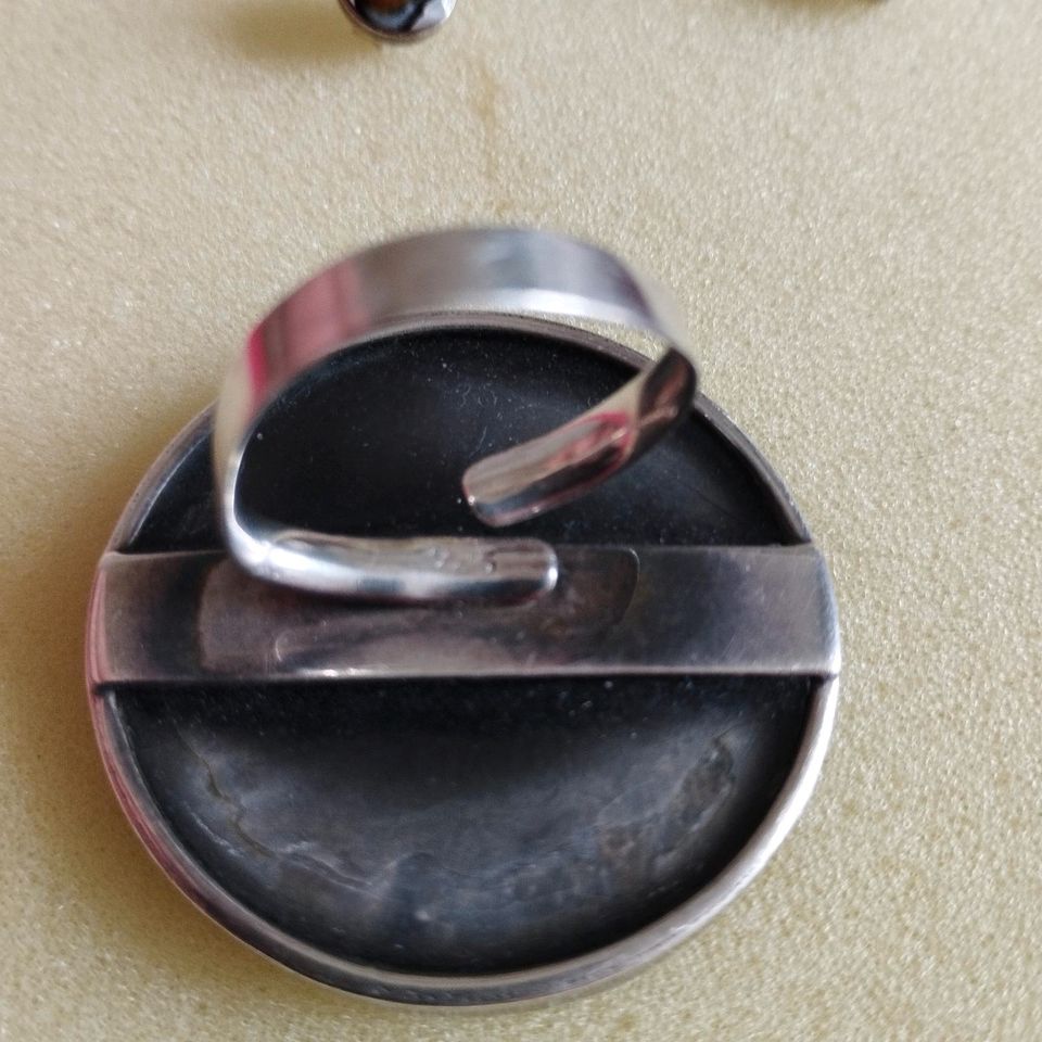 Schmuckset Großer Ring, Ohrringe u Anhänger Silber in Großlöbichau