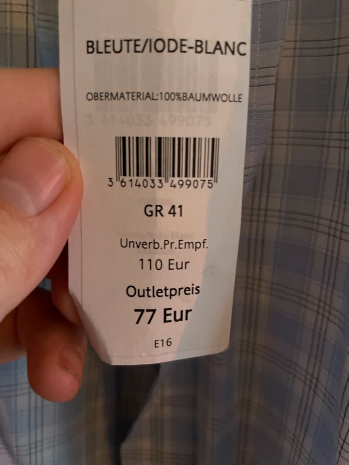 Lacoste Hemd 41 mit Kroko am Ärmel Neu UVP 110€ blau hell caro st in Berlin