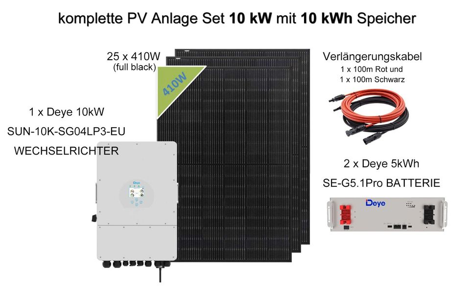 10kW PV Anlage Komplettset mit 10kWh Batterie fürFlach/Schrägdach in Düsseldorf