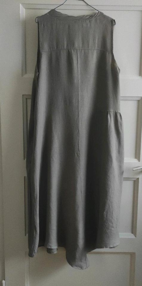 Leinen Kleid 42 grau schlamm Taschen asymmetrisch oversize in Neuss