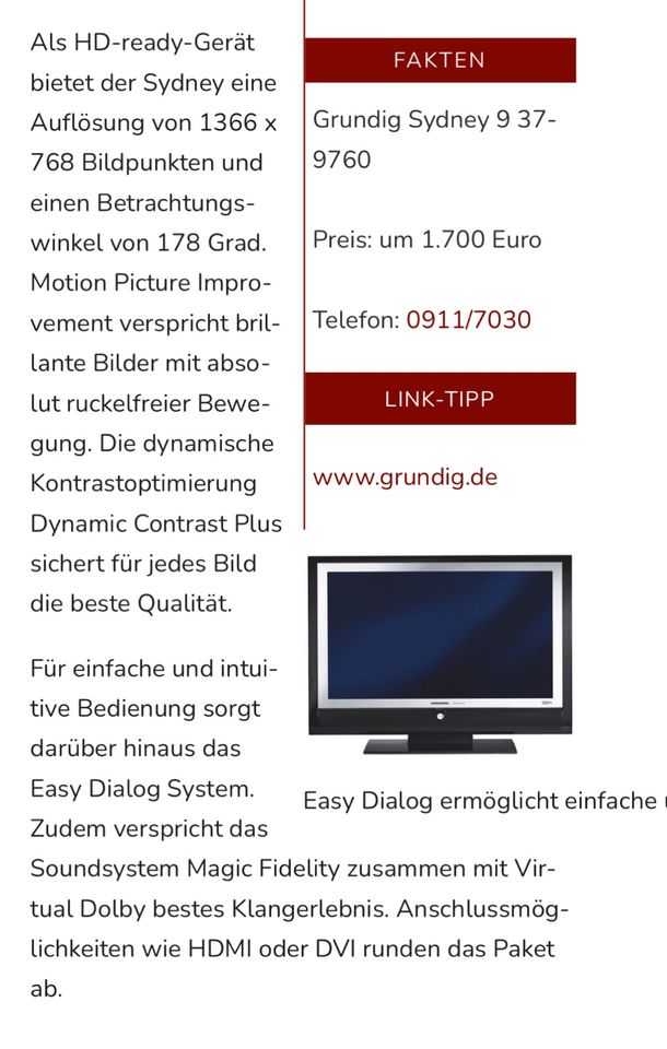 GRUNDIG „Sydney 937 9760“ (94cm, 100 Hertz, LCD) in Breitenheim