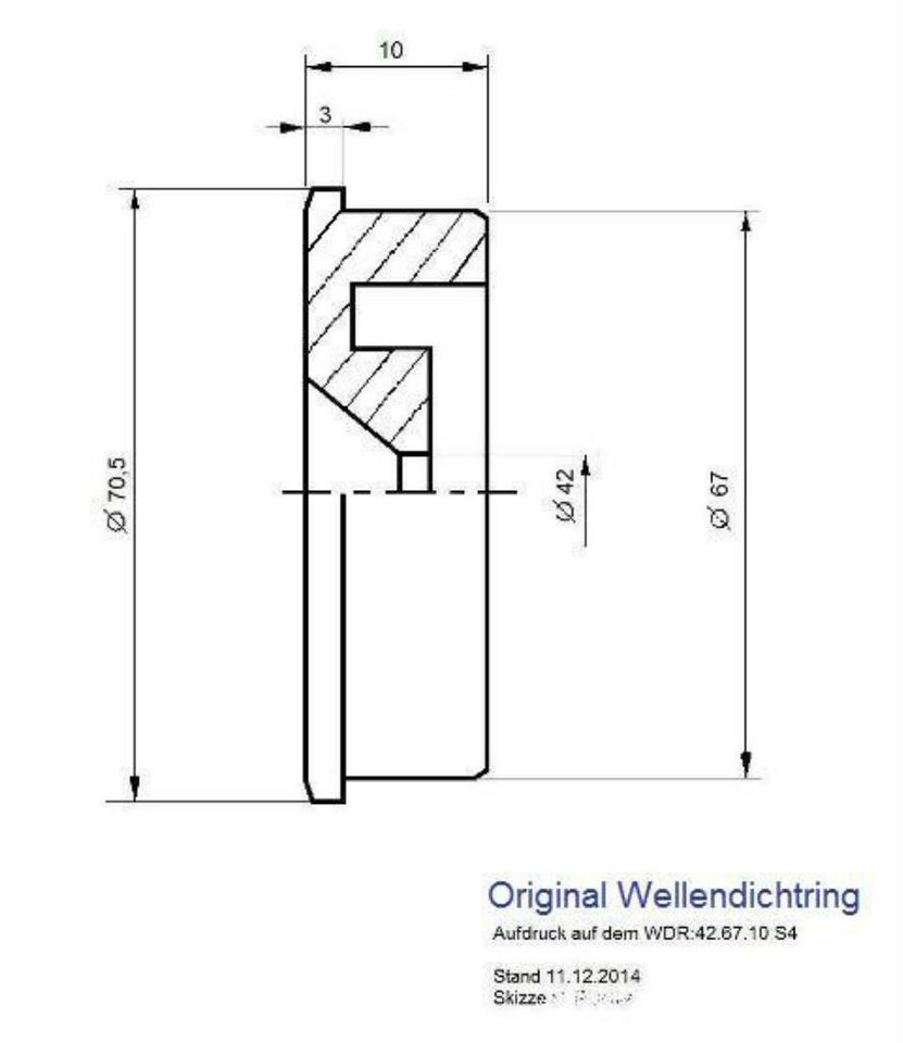 Trabant / IFA Motor Dichtring an der Kurbelwelle 42 X 67 X 10 mm in Oberursel (Taunus)