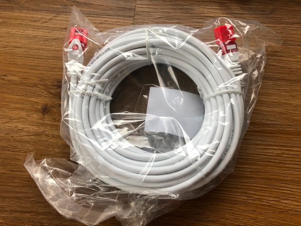 10 + 7,5 m LAN-Kabel/Netzwerkkabel CAT5E, weiß+schwarz+orange-neu in Buxtehude