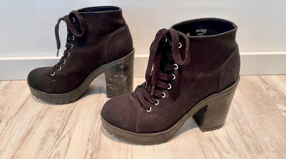 H&M Divided Plateau Schnürschuhe SOMMER Stiefeletten Gr. 39 in Geisenfeld