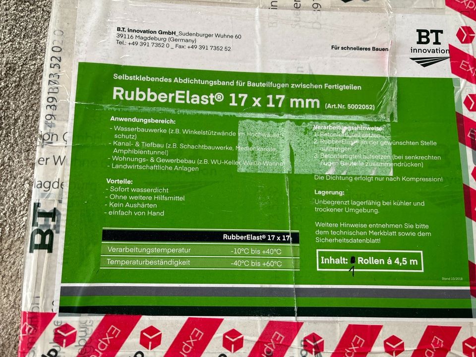 RubberElast 2 Rollen Quetsch-Fugenband Abdichtung in Rellingen