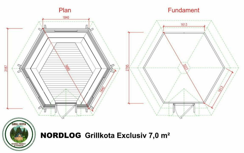 Exklusiv NordLog Grillkota 7,0 m2 Grillhaus Grillhütte Gartenhaus in Weil der Stadt