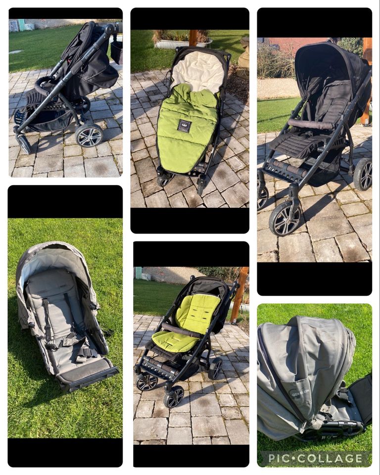 Gesslein Buggy S4 schwarz mit grauem Kinderwagenaufsatz, wie Neu in Ebensfeld