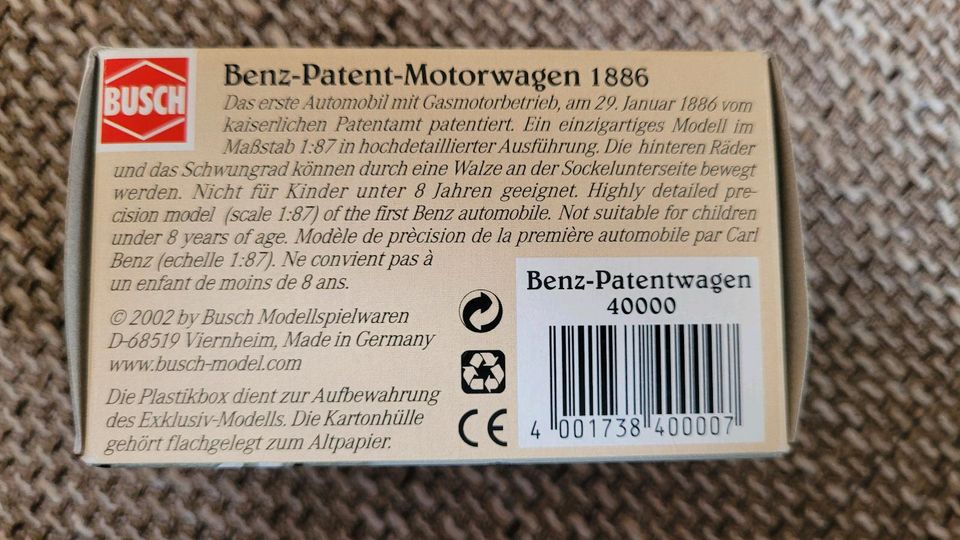 BENZ Patent Motorwagen 1886 Modell Limited Edition 1:87 OVP in Emskirchen