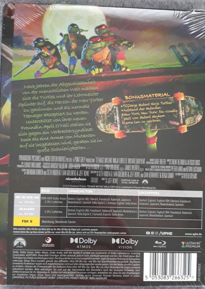 Teenage Mutant Ninja Turtles - Mutant Mayhem (4k Steelbook) Neu in Rodewisch