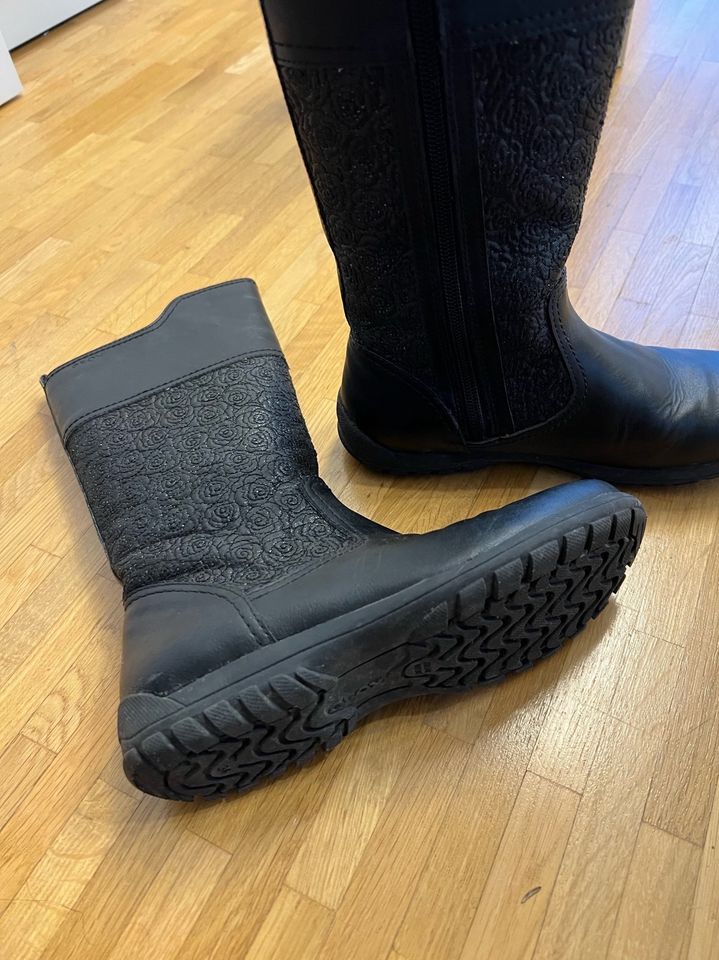 Kinder Mädchen Winterstiefel Geox Schwarz Leder in Freising