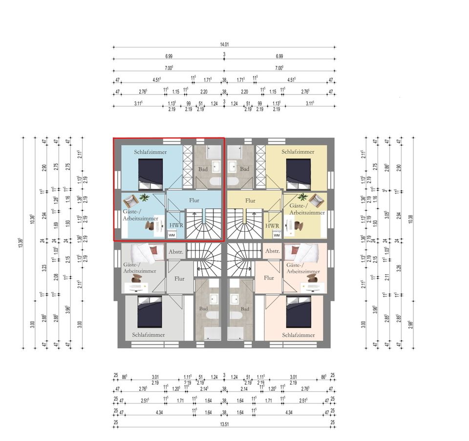 Neubau! Maisonette-Wohnung (EG/OG/DG) mit Dachterrasse in zentrumsnaher Lage von Wildeshausen in Wildeshausen