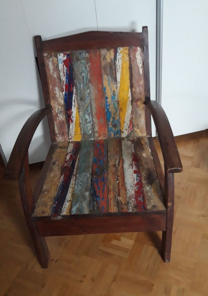 Stuhl/Holzstuhl/Holzsessel aus recyceltem Holz, Indonesien in Northeim