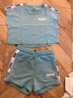 Neuwertige Puma Sport Set kurze Hose Top 7-8 Jahre 128 hellblau Bayern - Erding Vorschau