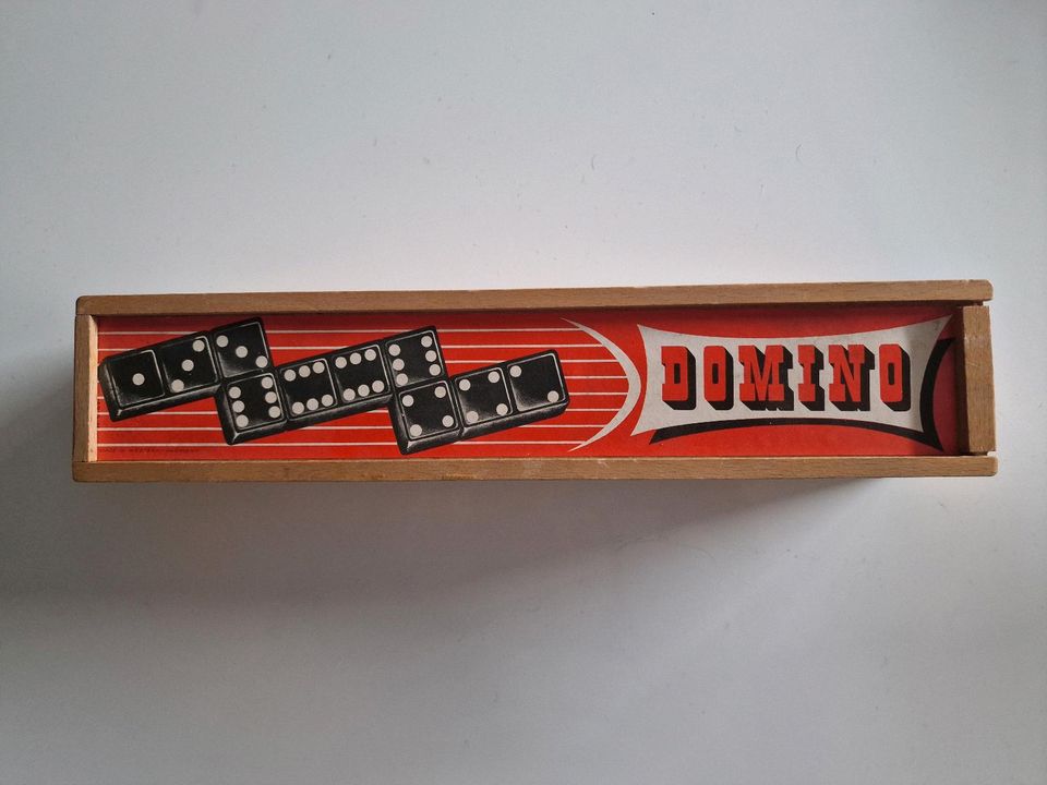 Domino Spiel im Holzkasten Vintage Retro in Allmendingen