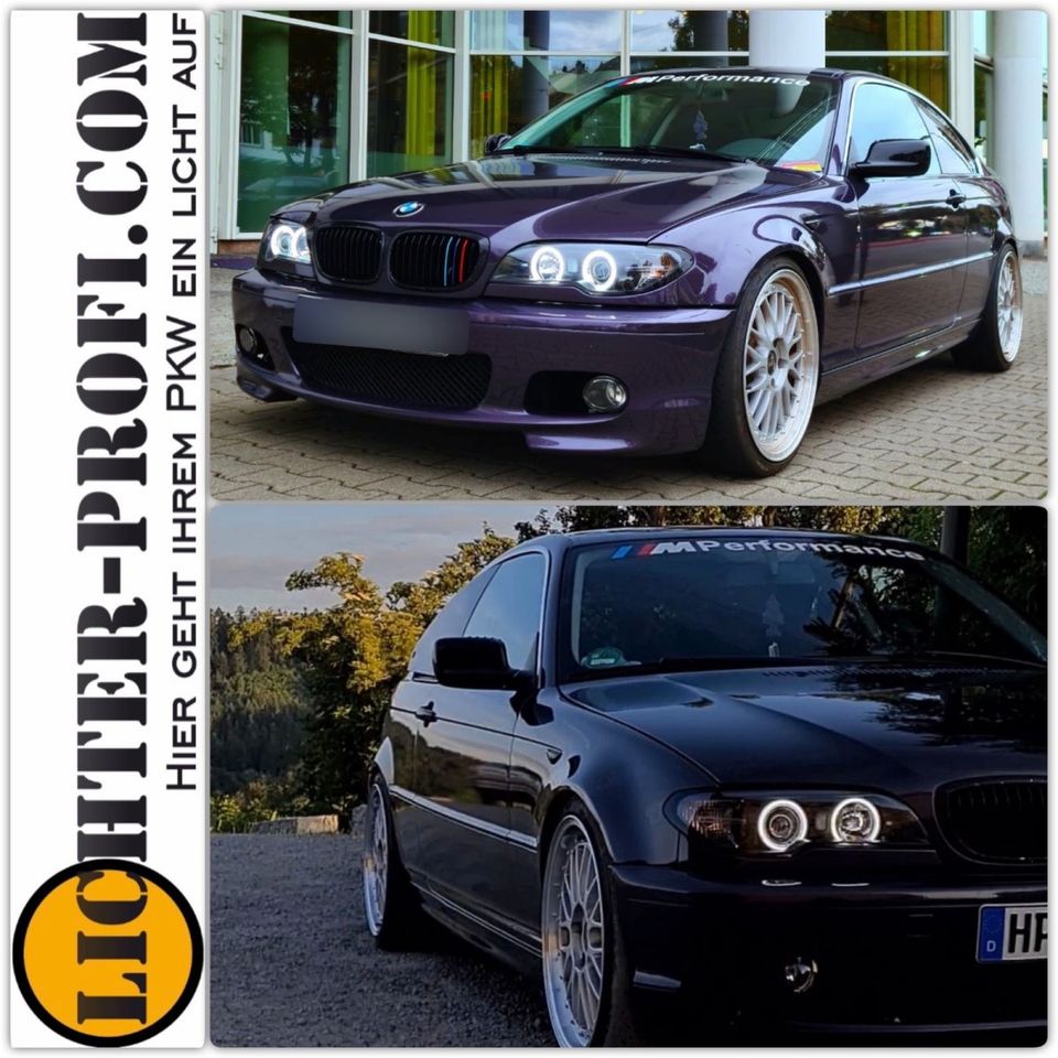 CCFL Angel Eyes Scheinwerfer schwarz für BMW E46 Coupe Cabrio 03- in Calden