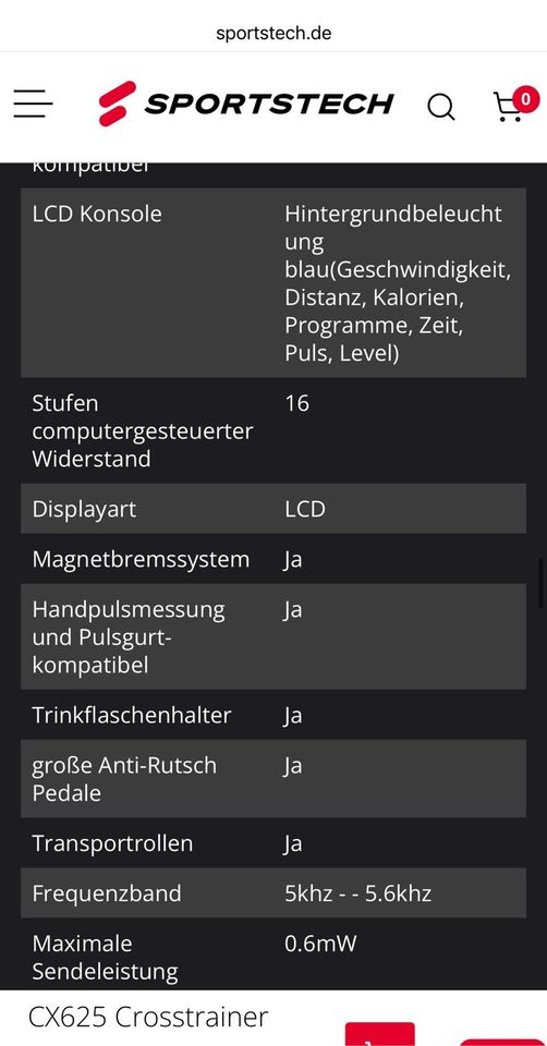 Crosstrainer von Sportstech CX 625 in Bretten