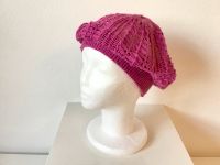 Beanie Strickmütze Design Lochmuster pink Beere  Mütze Bayern - Ustersbach Vorschau