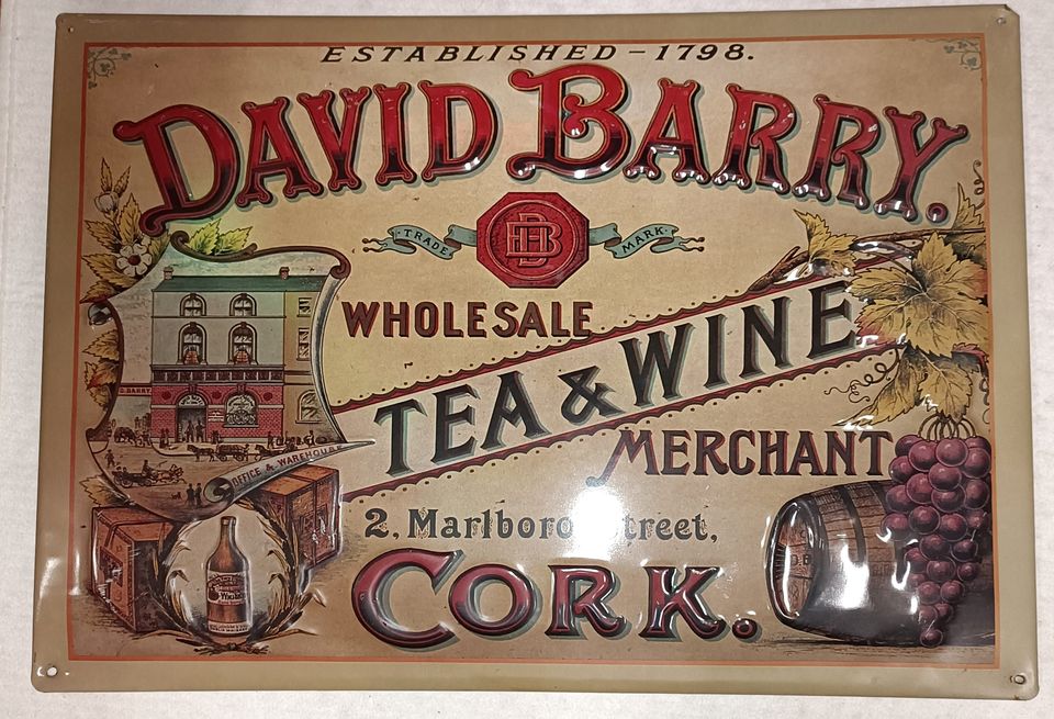 David Barry - Tea & Wine Cork - Blechschild - Werbung in Rheinmünster