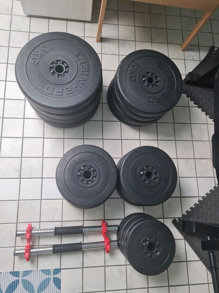 Christopeit Sport Hantelbank Power XL [zusammenklappbar] + 150 KG in Schmelz