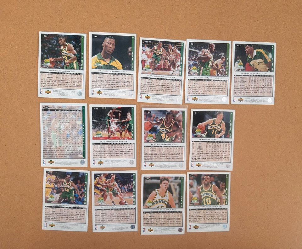 13 NBA Trading Cards upper-deck 94-95 Seattle Supersonics in Freiburg im Breisgau