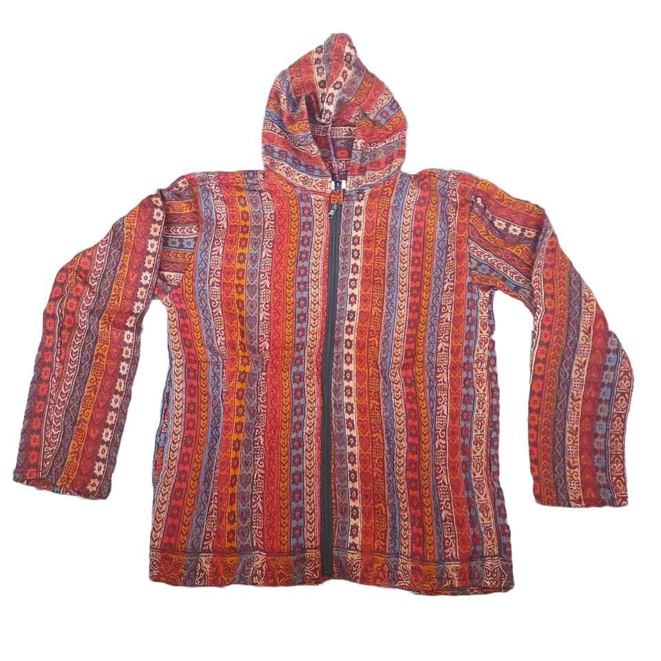 Flauschige Hippie Jacke mit bunten Streifen in Orange, UNISEX in Straubing