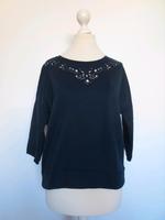 Sweater/Sweatshirt in dunkelblau 3/4-Arm mit Perlen/Lochstickerei Hessen - Großenlüder Vorschau