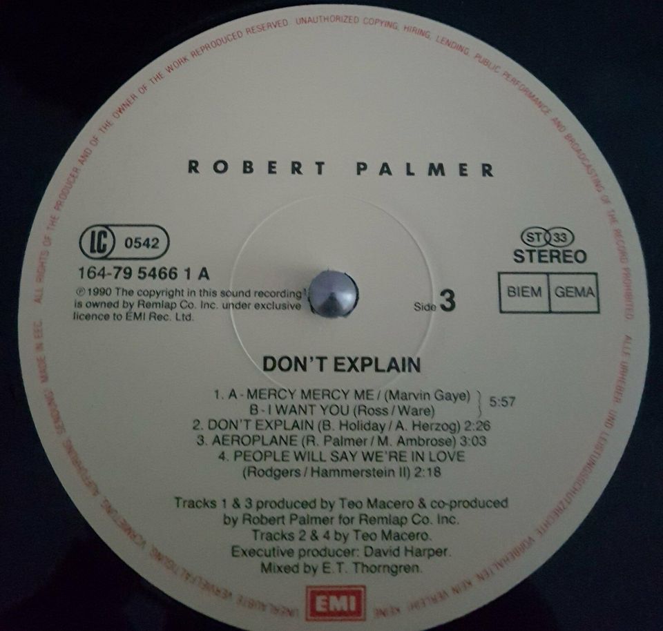 ROBERT PALMER DON`T EXPLAIN 2 X VINYL LP in Hamburg