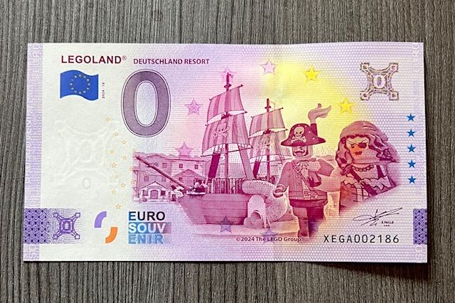 "0" Euro - Schein Souvenir Legoland Feriendorf 2024 Pirateninsel in Günzburg