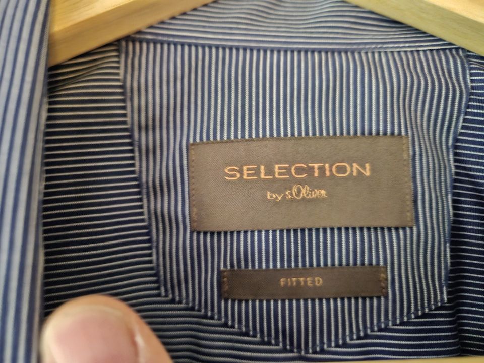 Hemd blau weiß Streifen Herren s.Oliver Selection Fitted in Neuenstadt